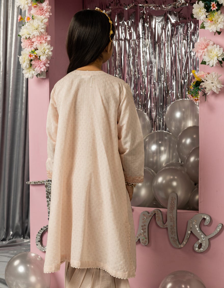 PINK DOBBY EMBROIDERED KURTI