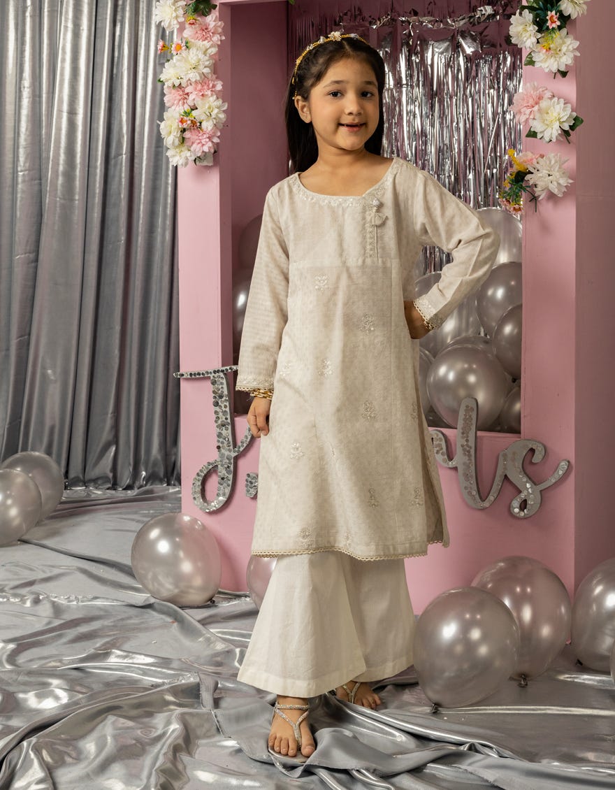 GREY DOBBY EMBROIDERED KURTI