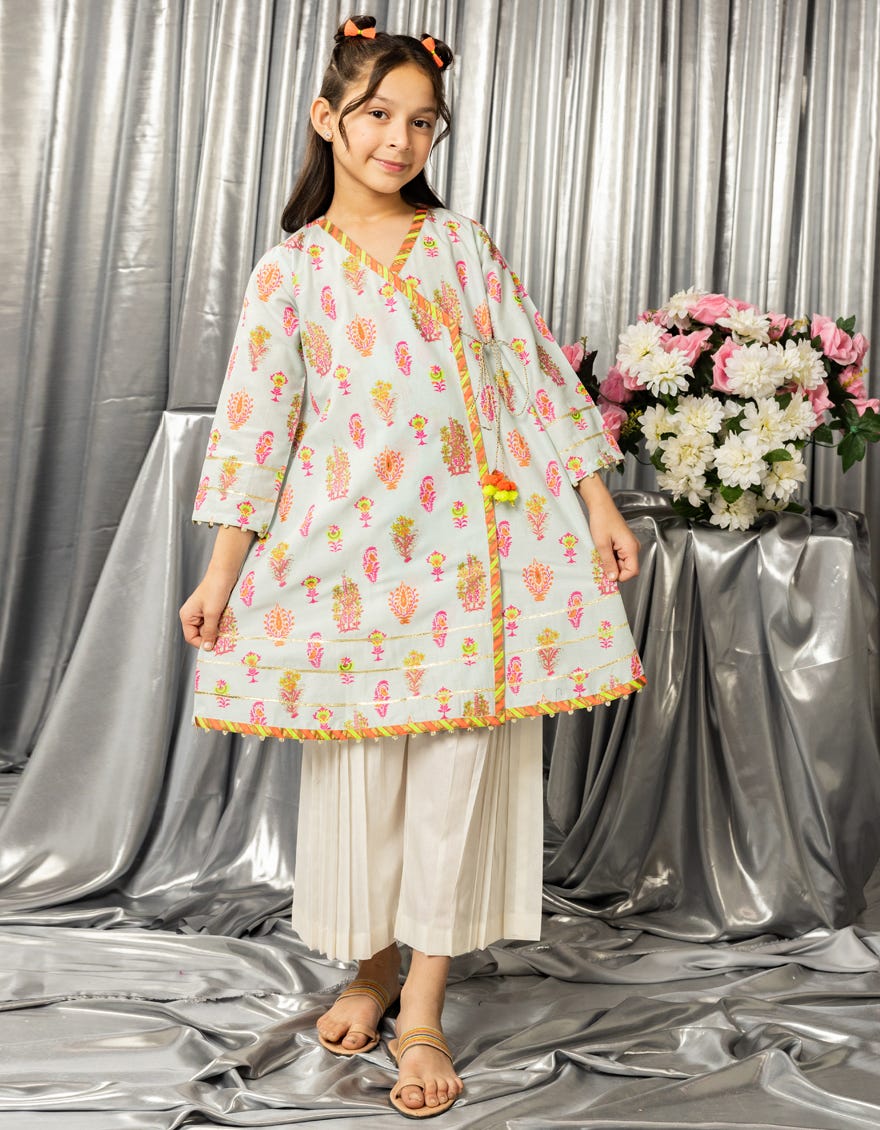 BLUE LAWN PRINTED KURTI