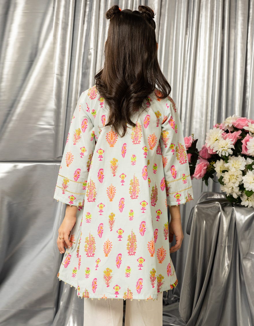 BLUE LAWN PRINTED KURTI