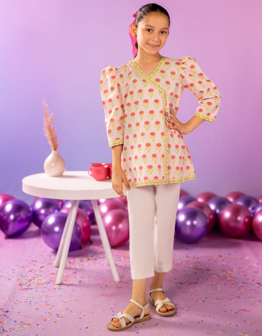 PINK LAWN PRINTED KURTI