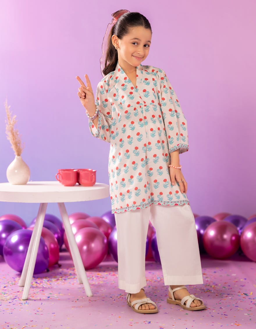 MULTICOLOR LAWN PRINTED KURTI