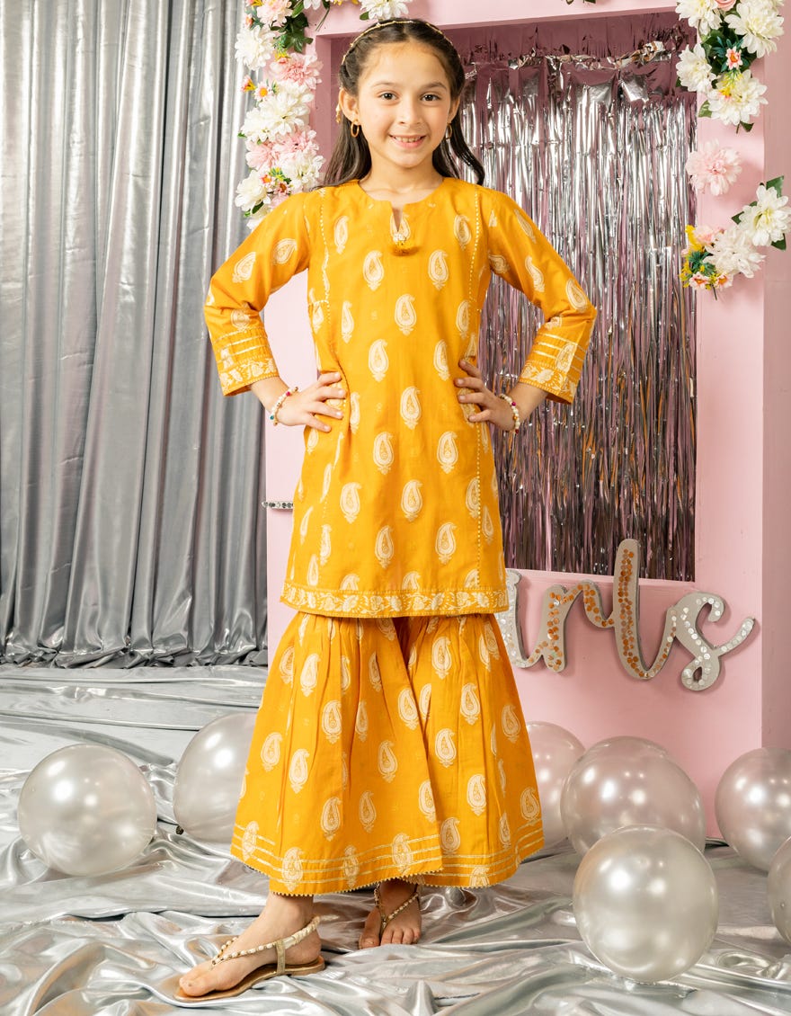 MUSTARD LAWN PRINTED 2PC STITCHED