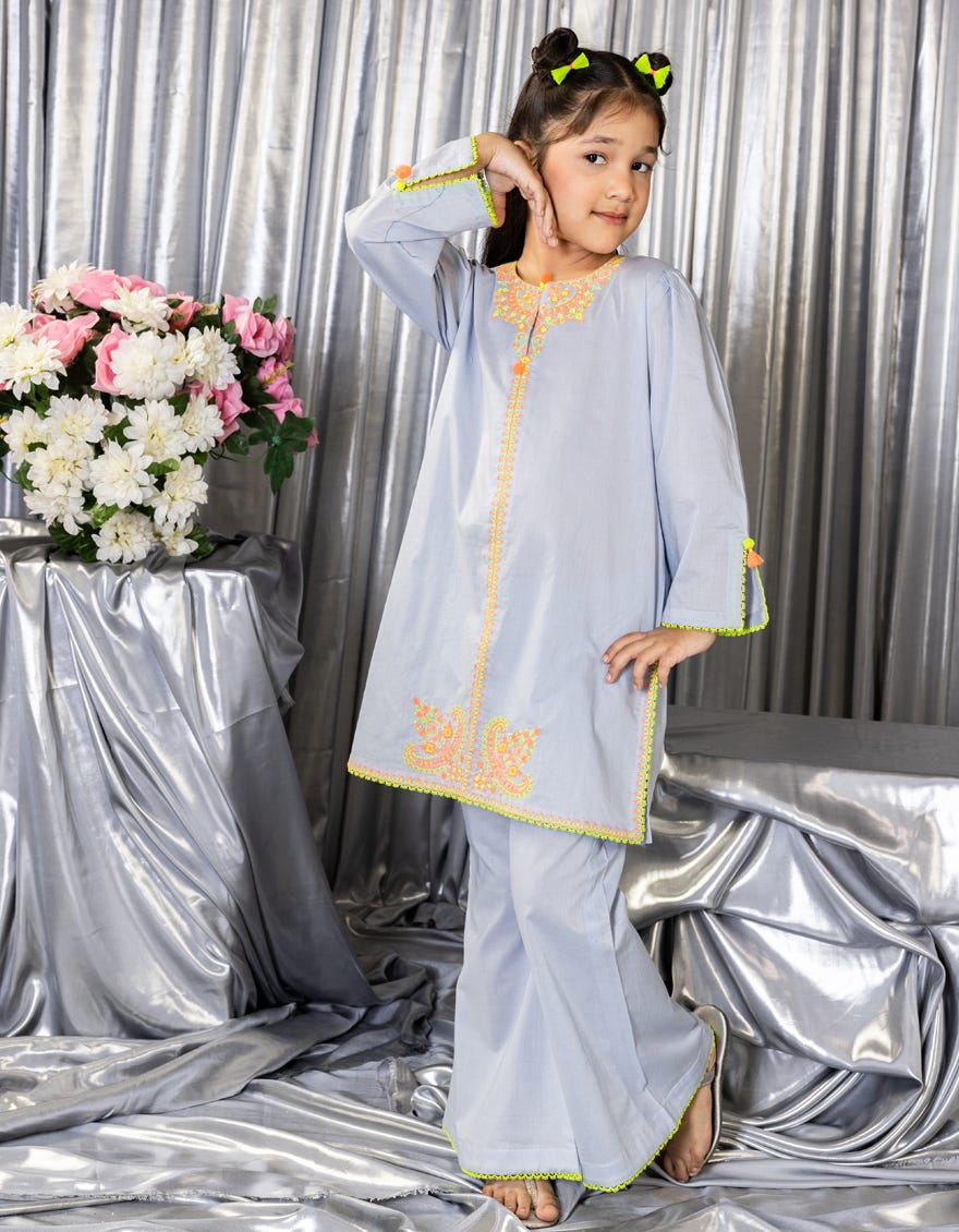 BLUE LAWN EMBROIDERED 2PC STITCHED