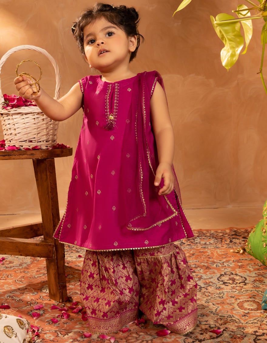 MAGENTA COTTON SILK EMBROIDERED 3PC STITCHED