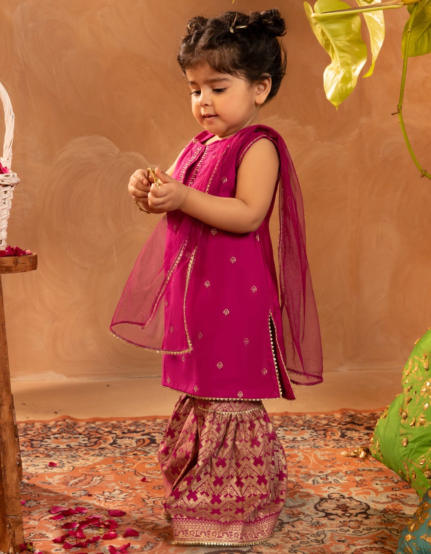 MAGENTA COTTON SILK EMBROIDERED 3PC STITCHED