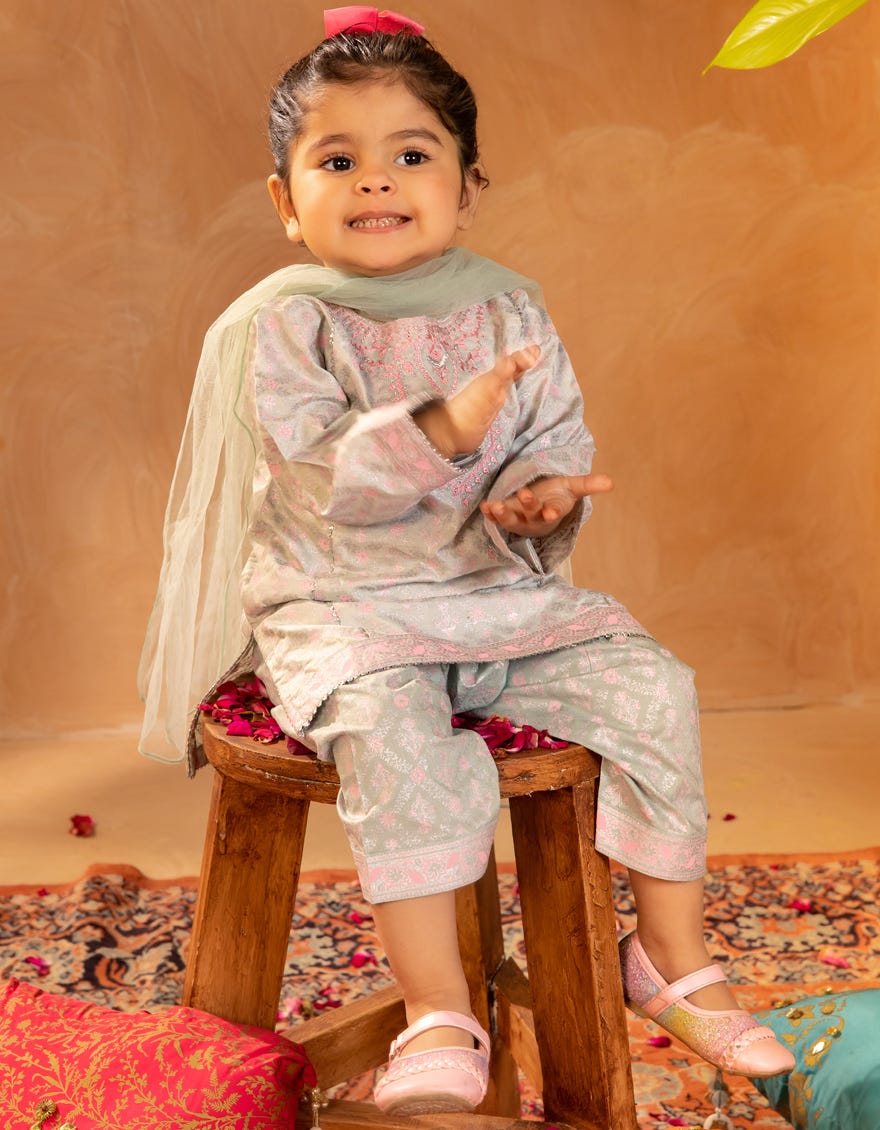 GREEN COTTON SILK EMBROIDERED 3PC STITCHED