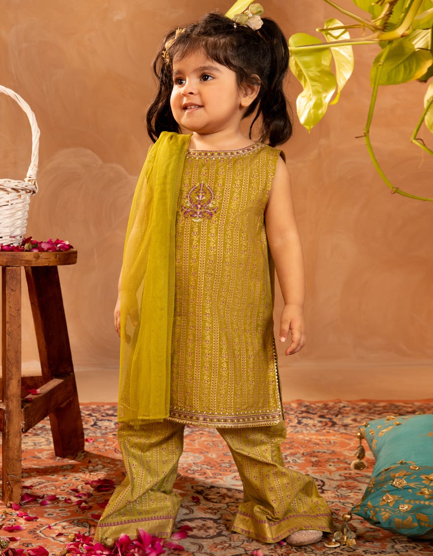 GREEN COTTON SILK EMBROIDERED 3PC STITCHED
