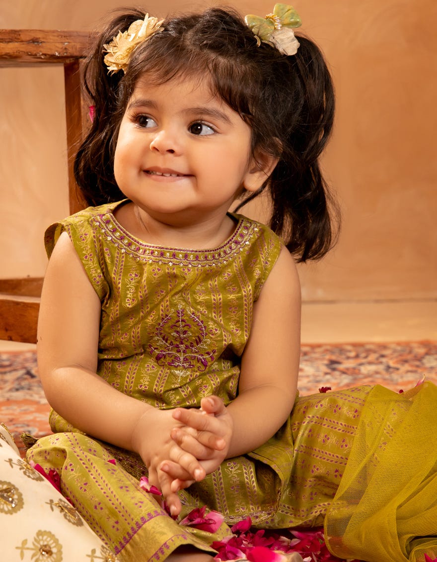 GREEN COTTON SILK EMBROIDERED 3PC STITCHED