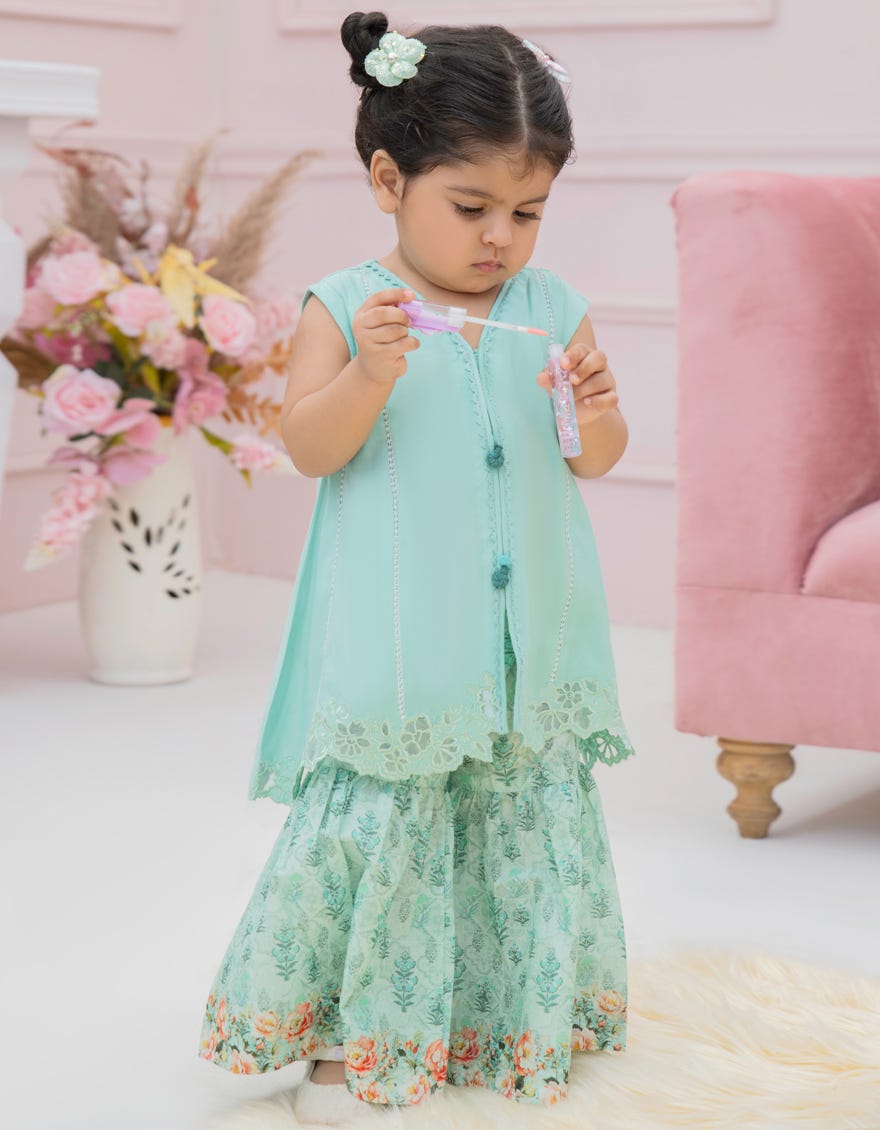 GREEN SILK EMBROIDERED 2PC STITCHED