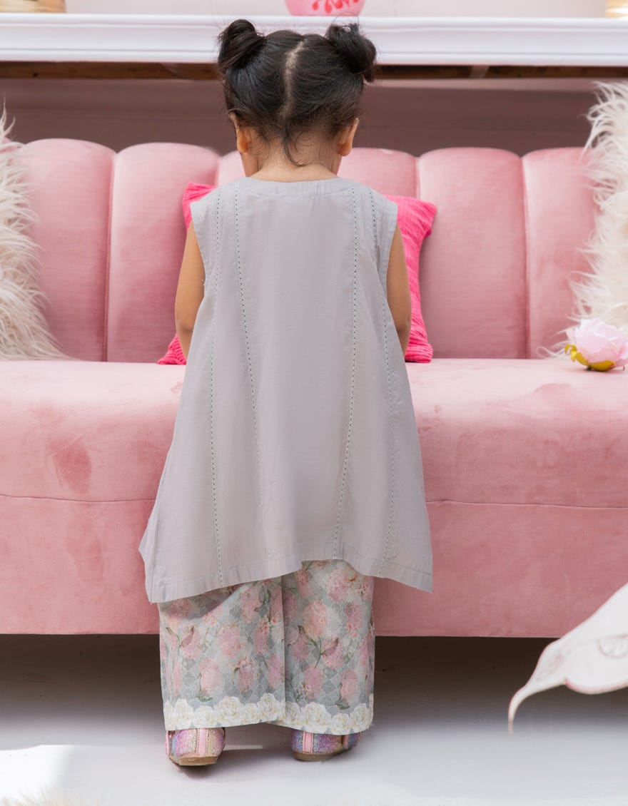 GREY SILK EMBROIDERED 2PC STITCHED