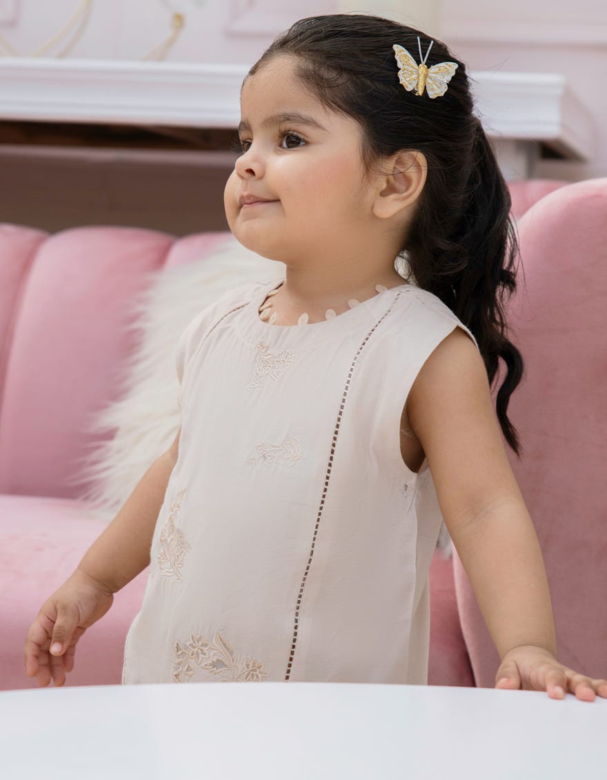 BEIGE SILK EMBROIDERED 2PC STITCHED