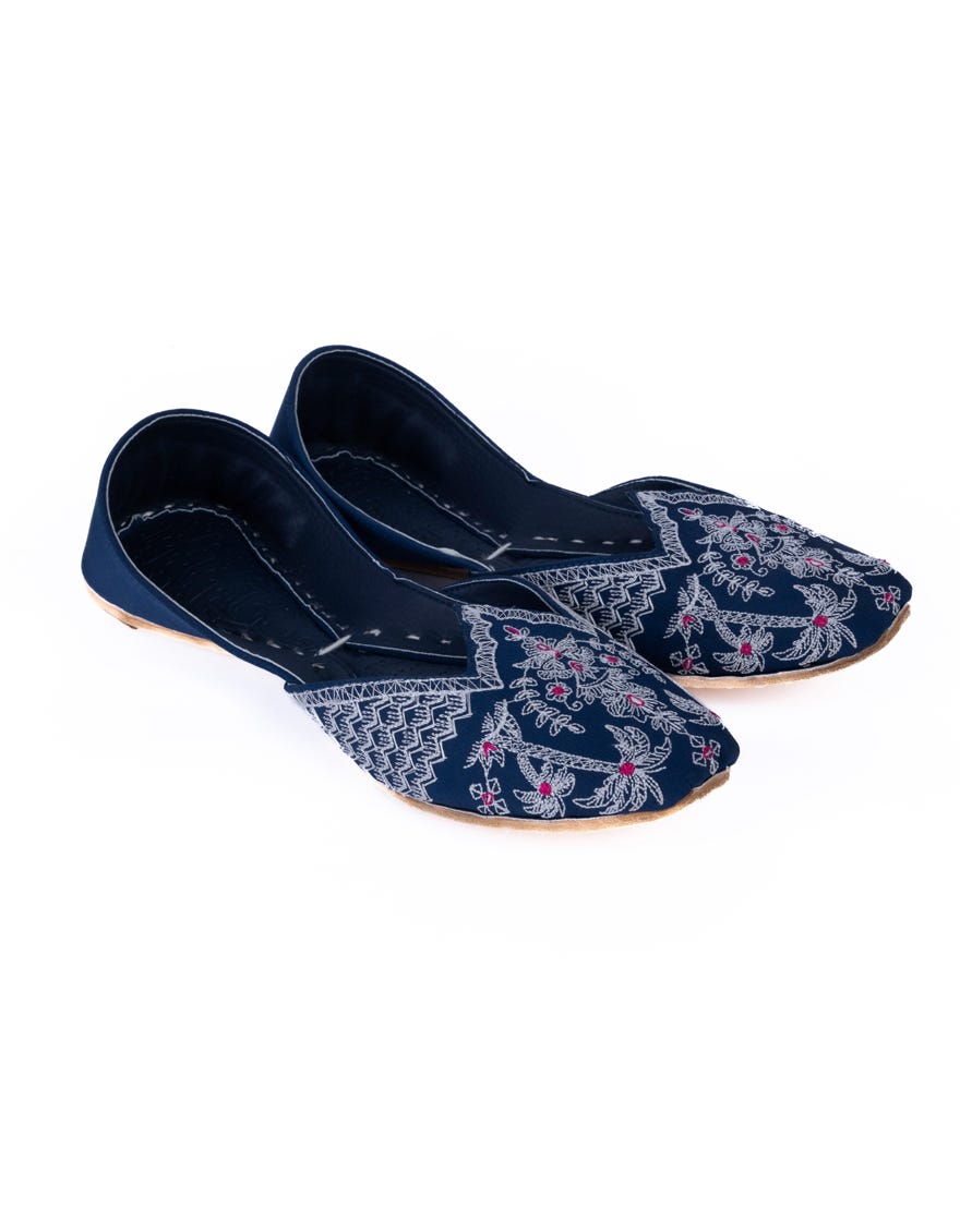 Blue Polyester Khussa | Jj-Lkh-24-313