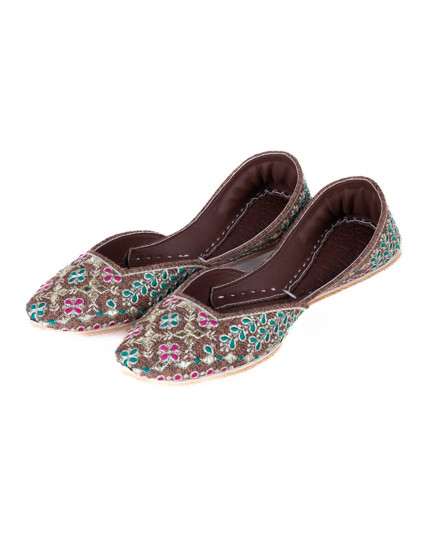 Brown Jute Khussa | Jj-Lkh-24-319