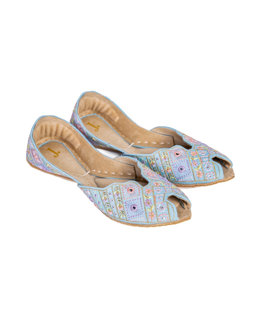 Blue Silk Khussa | Jj-Lkh-24-325