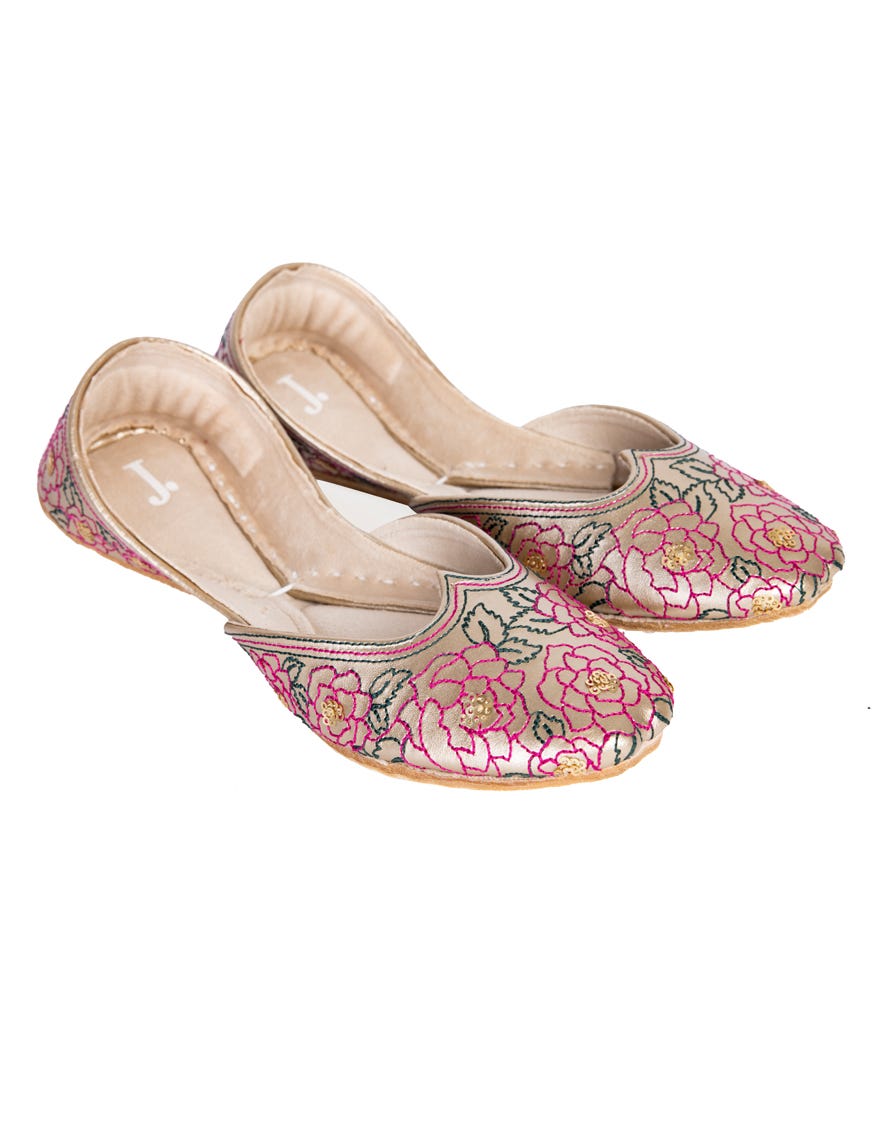 Golden Rexine Khussa | Jj-Lkh-24-326