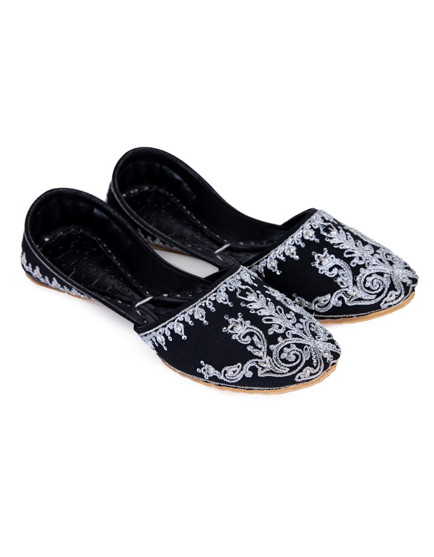 Black Silk Khussa | Jj-Lkh-24-329