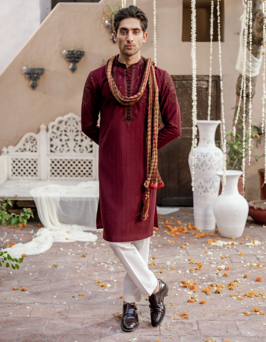 Rust Blended Men Shawl | Jjid-Shawl