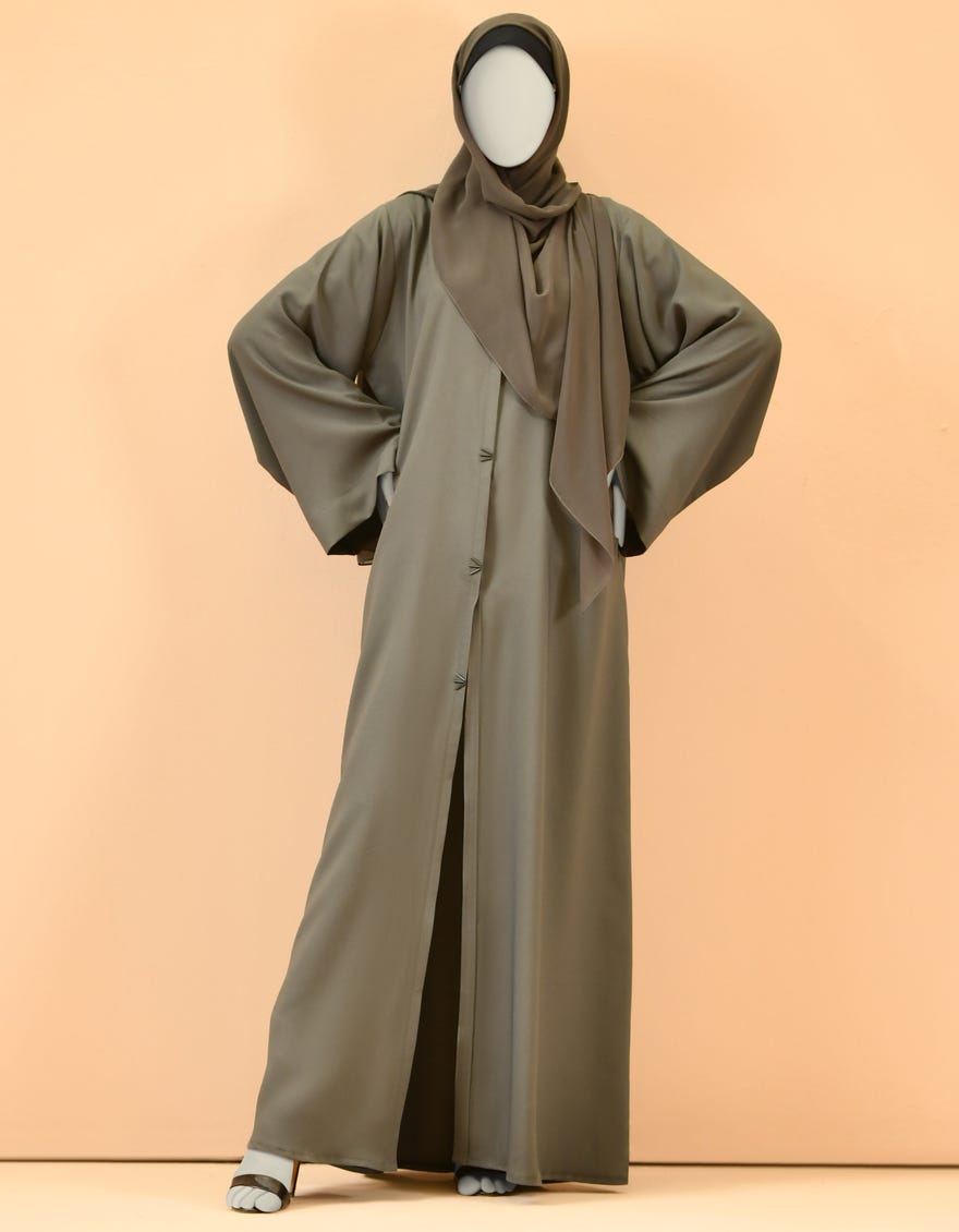 GREY CREPE ABAYA | JJAB-22-007