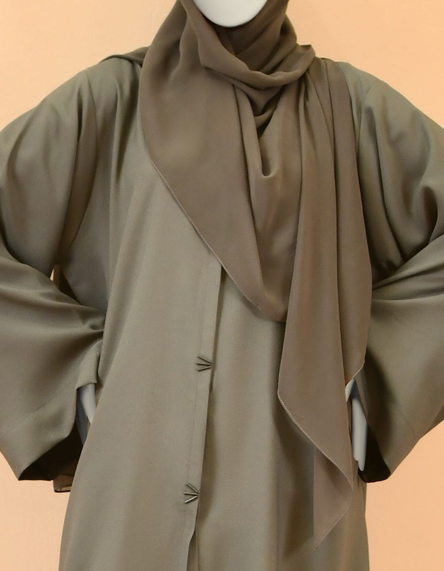 GREY CREPE ABAYA | JJAB-22-007