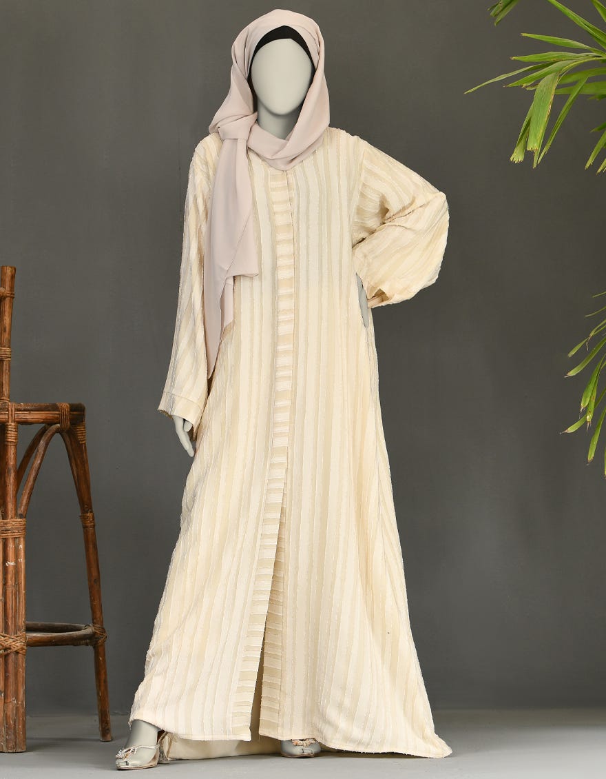 BEIGE DOBBY ABAYA | JJAB-22-012