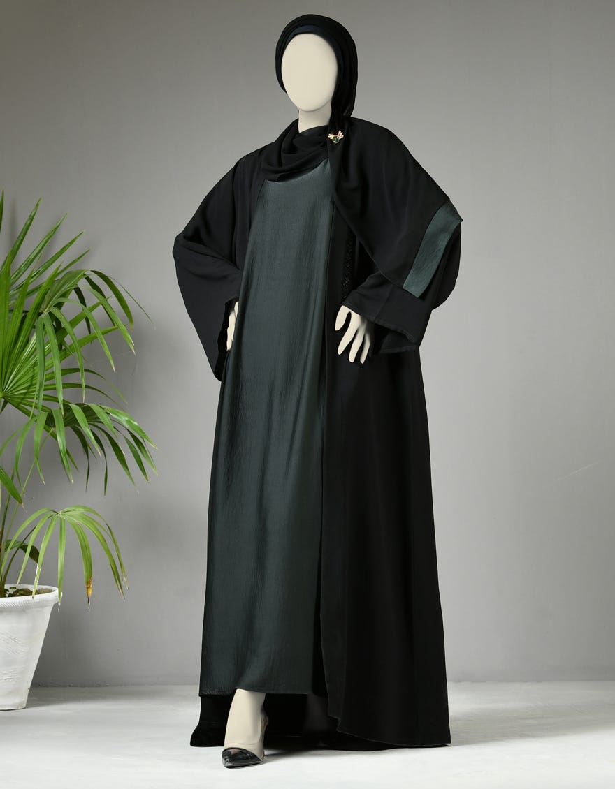 BLACK GEORGETTE ABAYA | JJAB-22-018