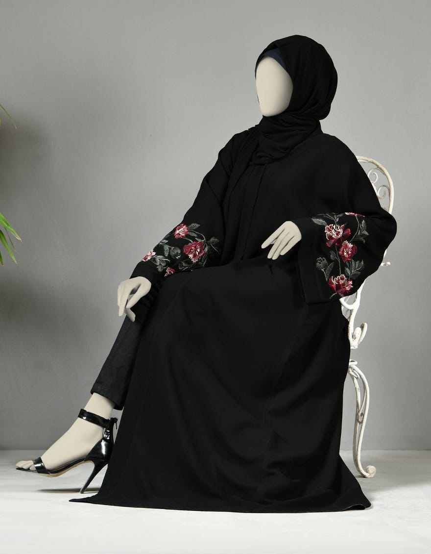 BLACK GEORGETTE ABAYA | JJAB-22-019