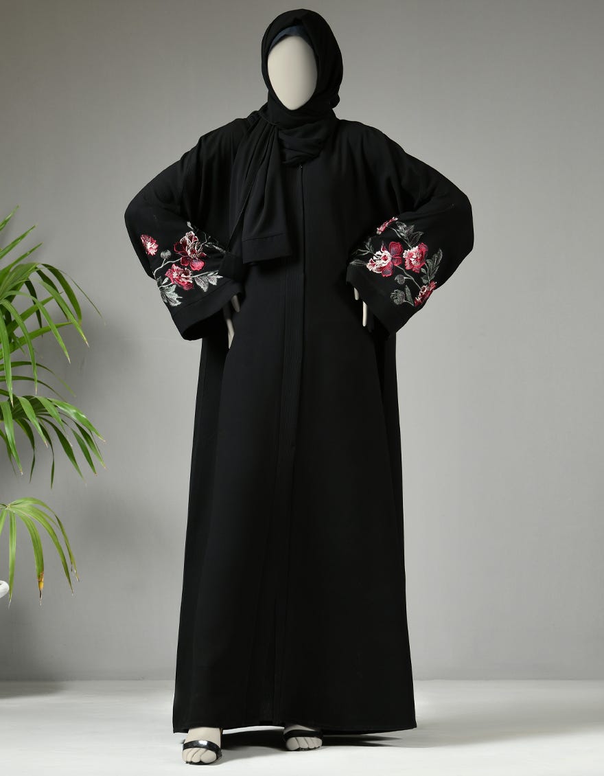 BLACK GEORGETTE ABAYA | JJAB-22-019