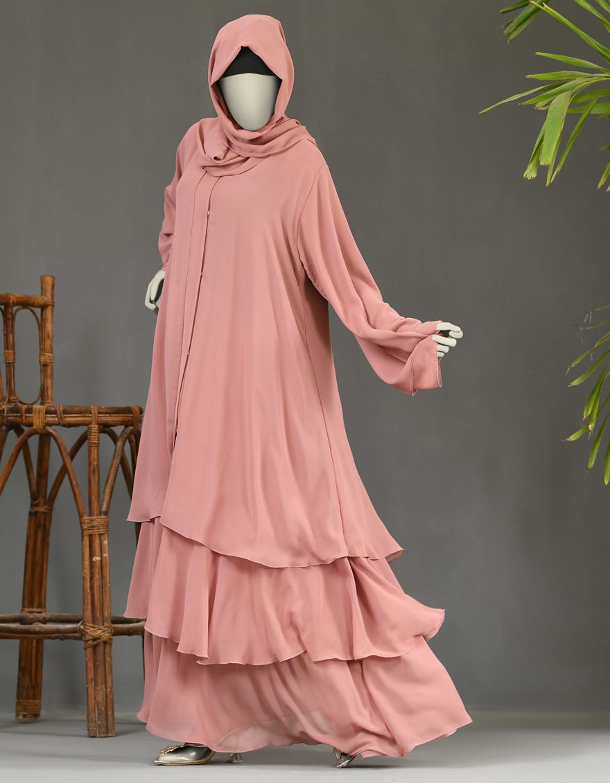 BEIGE GEORGETTE ABAYA | JJAB-22-036