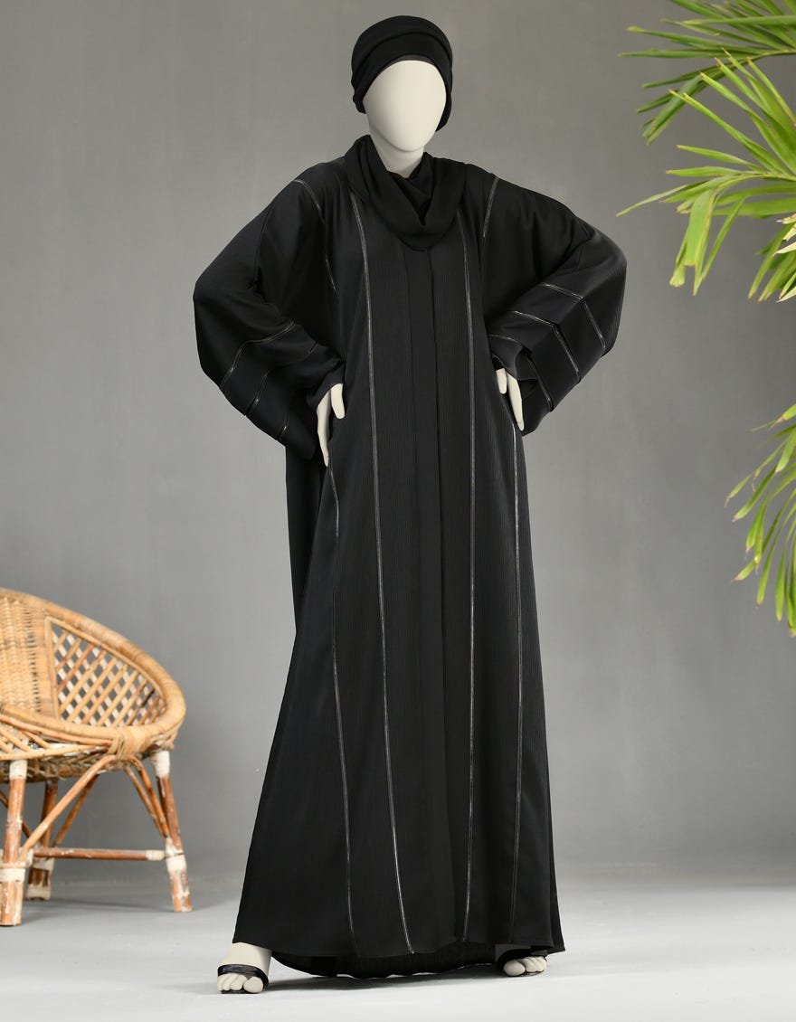 BLACK GEORGETTE ABAYA | JJAB-22-045