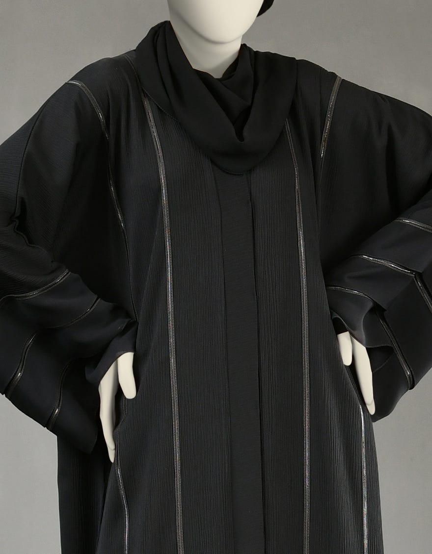 BLACK GEORGETTE ABAYA | JJAB-22-045