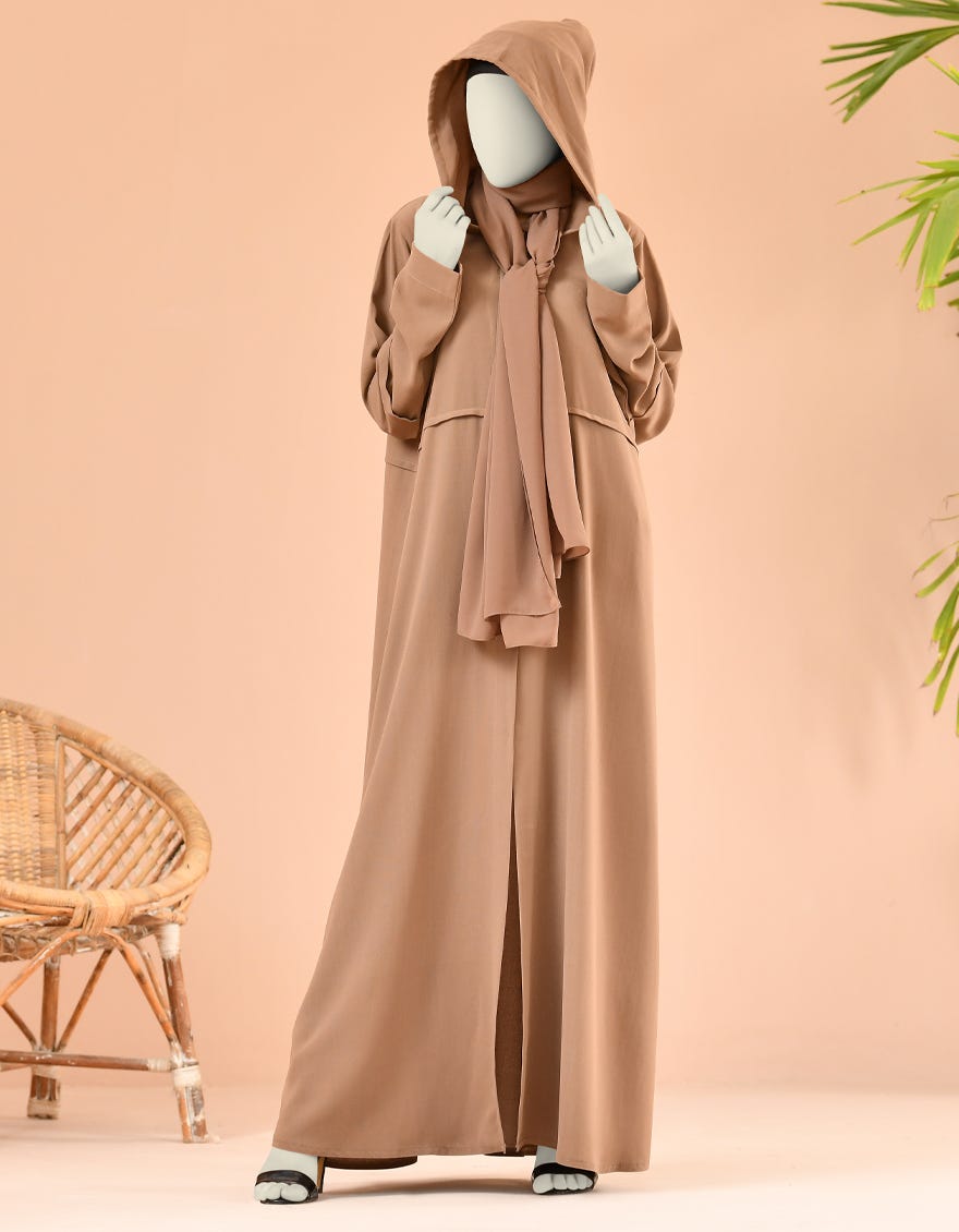LIGHT BROWN GEORGETTE ABAYA | JJAB-22-049