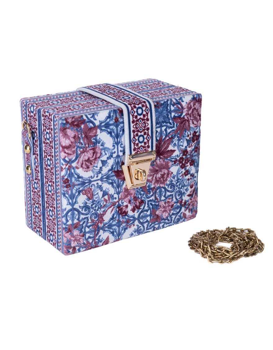 Blue Velvet Handbag | Jjbl-24-057