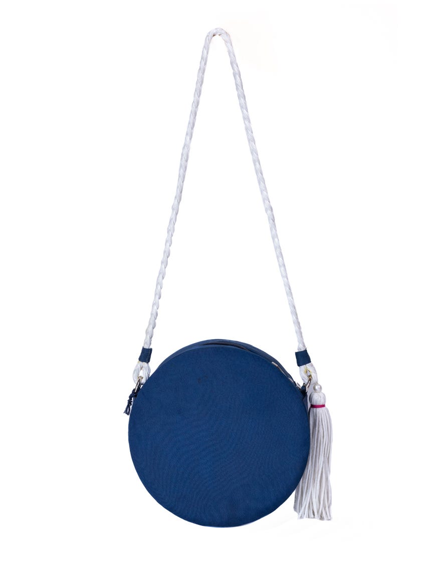 Blue Cotton Silk Handbag | Jjbl-24-065