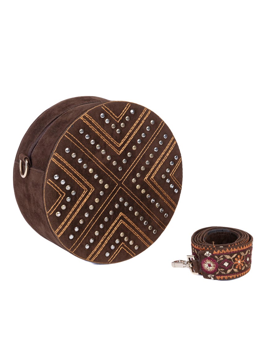 Brown Velvet Handbag | Jjbl-24-068