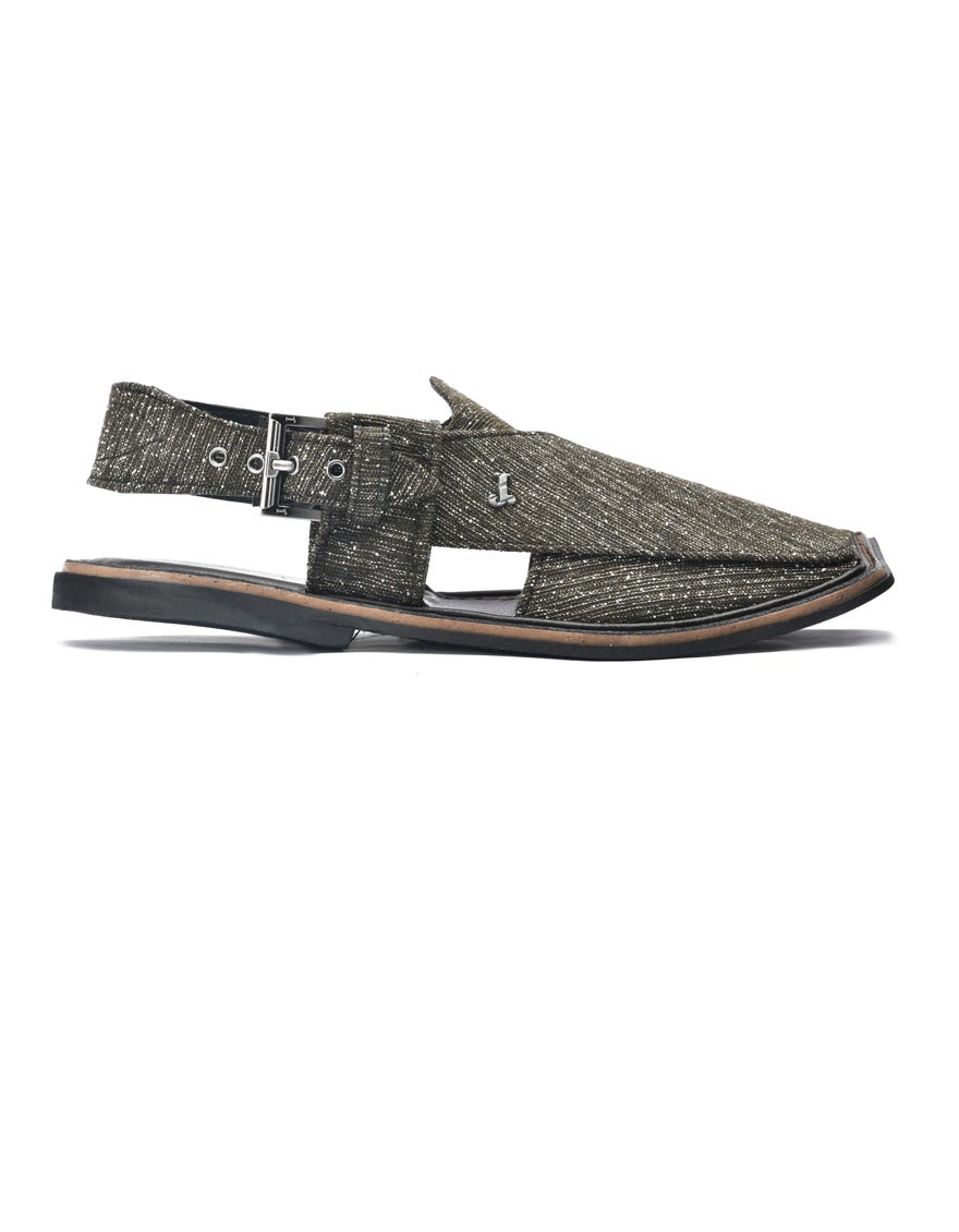 Black Trendy Peshawari Chappal | Jjfw-Jpc-11471