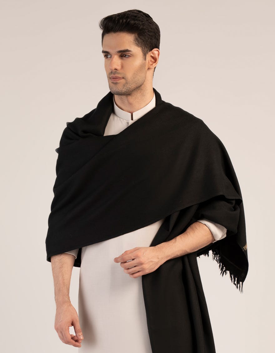 BLACK WOOL SHAWL