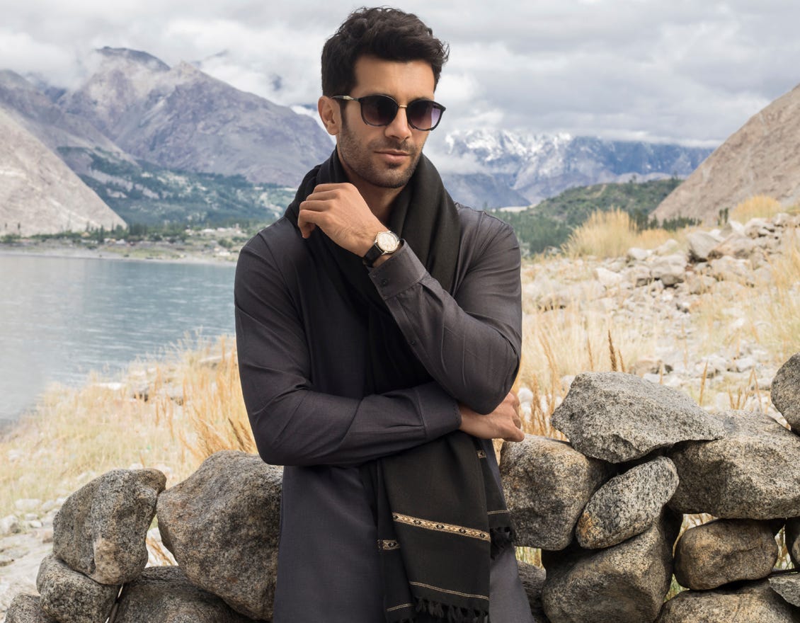 BLACK BLENDED MEN SHAWL | JJID-SHAWL