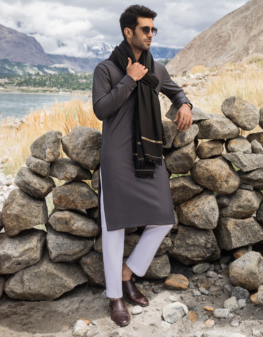 BLACK BLENDED MEN SHAWL | JJID-SHAWL