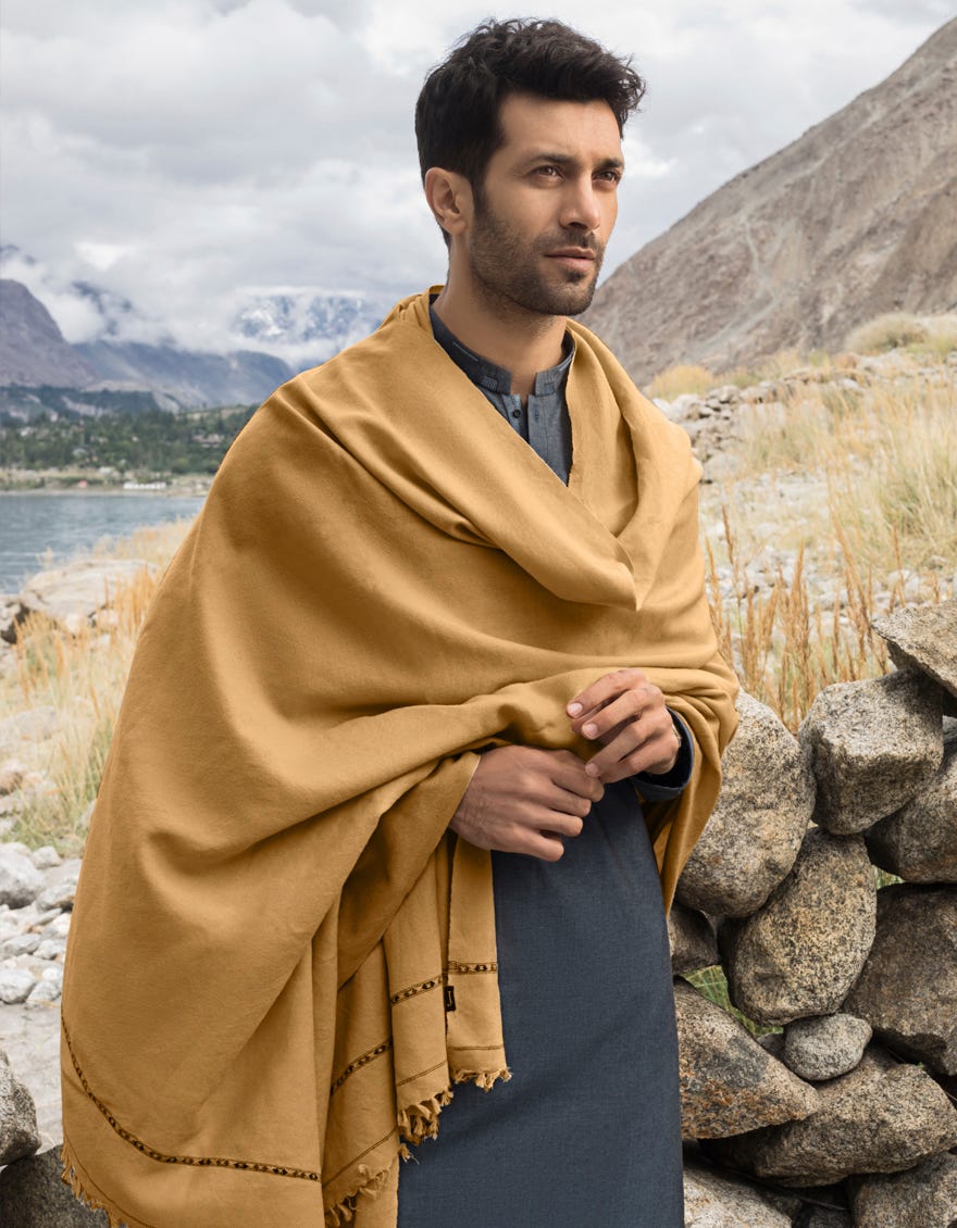 CAMEL BLENDED MEN SHAWL | JJID-SHAWL