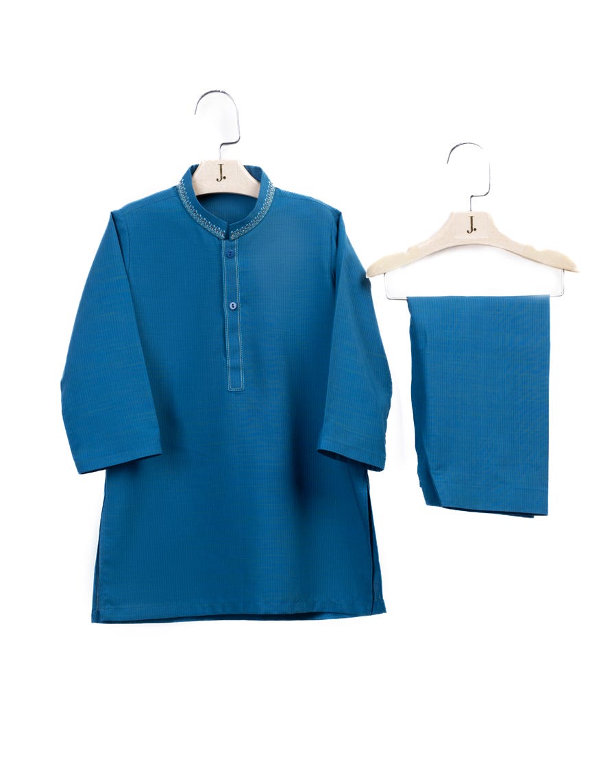 Sea Green Blended Infant Kameez Shalwar | Jjiks-A-34607