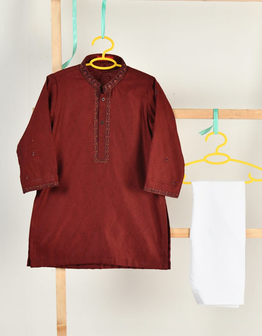 MAROON JAMAWAR KAMEEZ SHALWAR | JJIKS-SP-46029