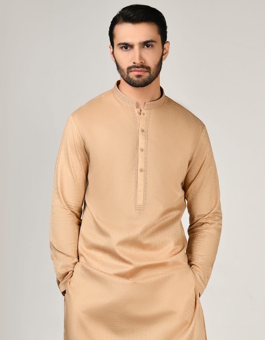 Brown Men's Kurta | Jjk-A-32855