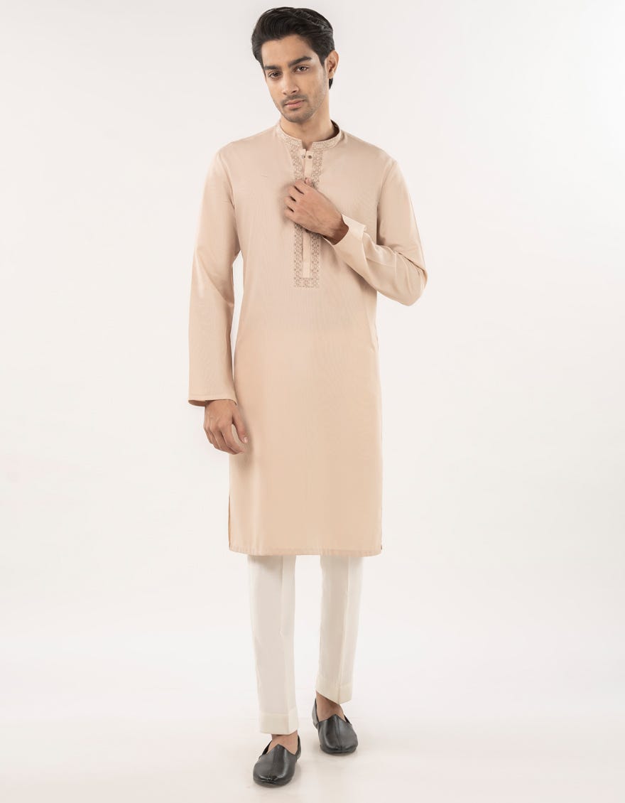 BEIGE BLENDED KURTA | JJK-A-33056