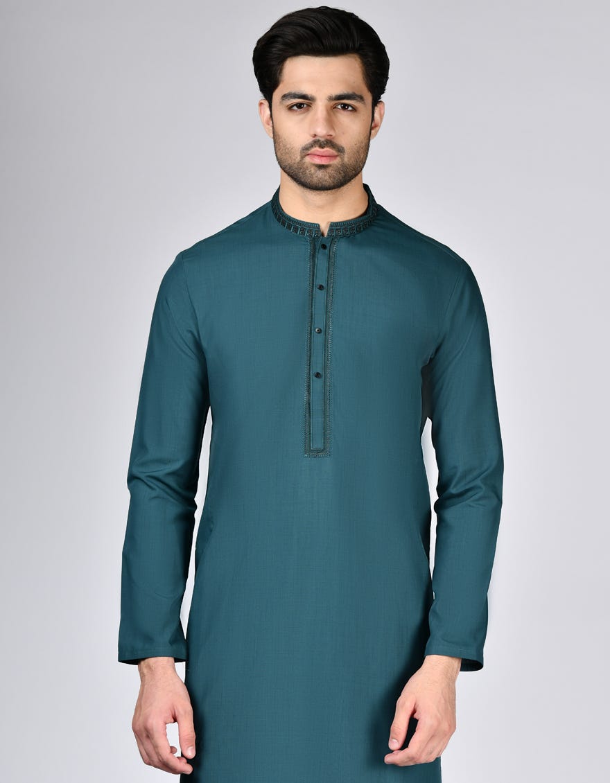 DARK GREEN BLENDED KURTA | JJK-A-33151