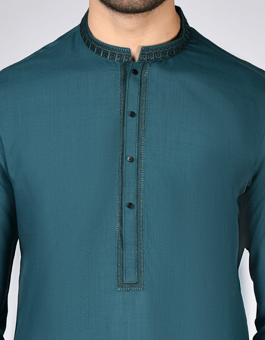 DARK GREEN BLENDED KURTA | JJK-A-33151