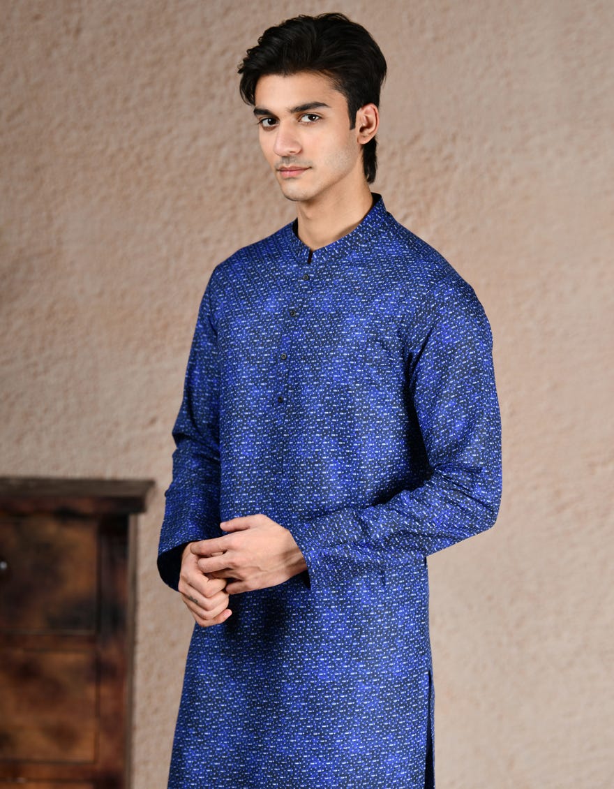 ELECTRIC BLUE COTTON CASUAL KURTA