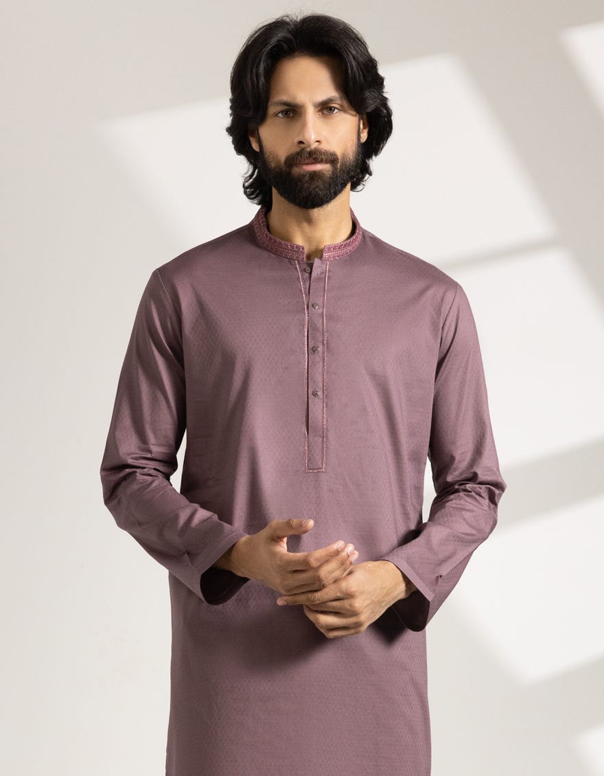 MAUVE COTTON SEMI-FORMAL KURTA