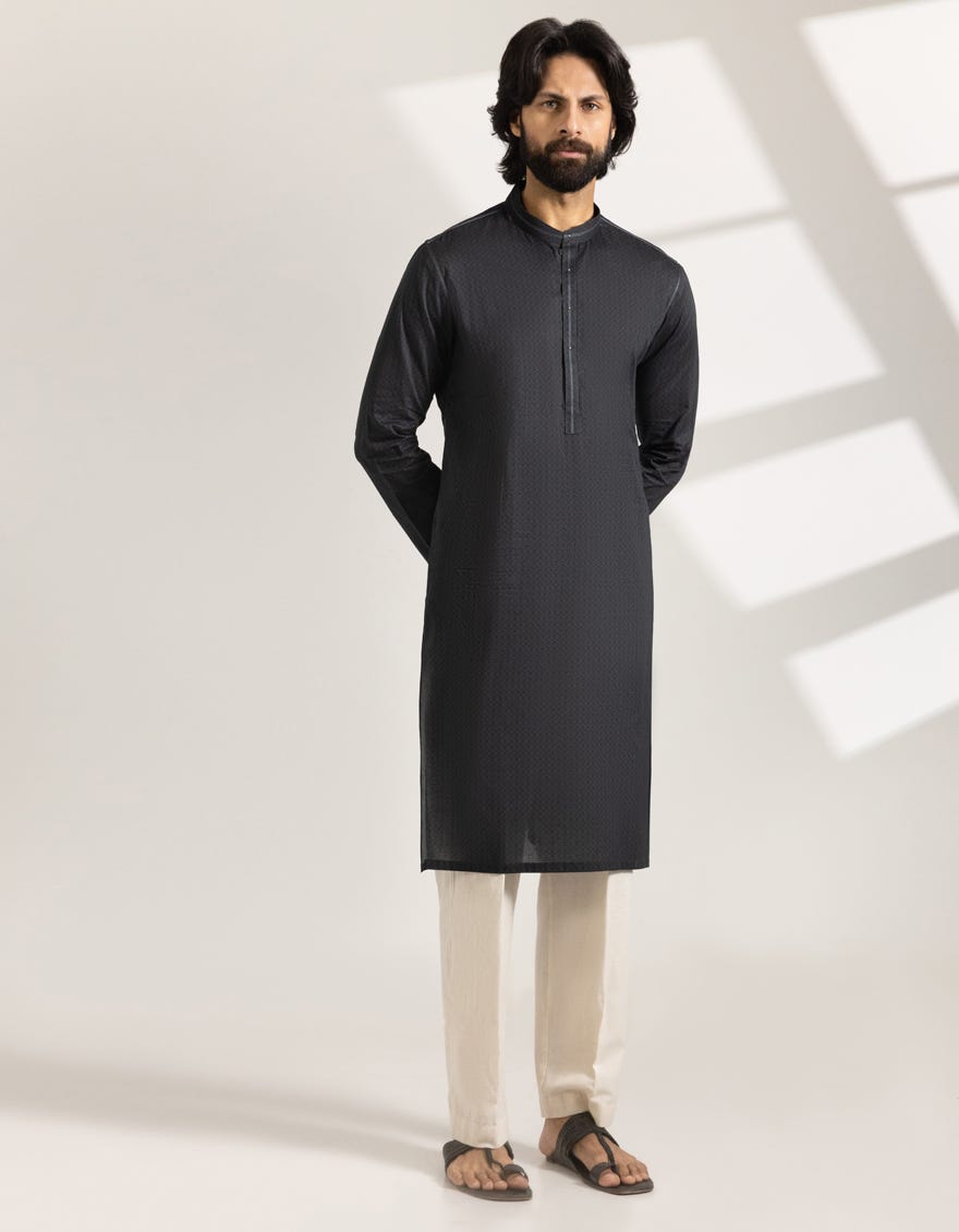 black-cotton-printed-semi-formal-kurta-jjks33464