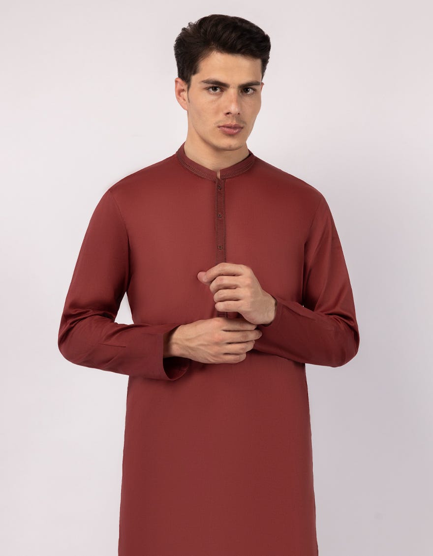 MAROON COTTON SEMI-FORMAL KURTA